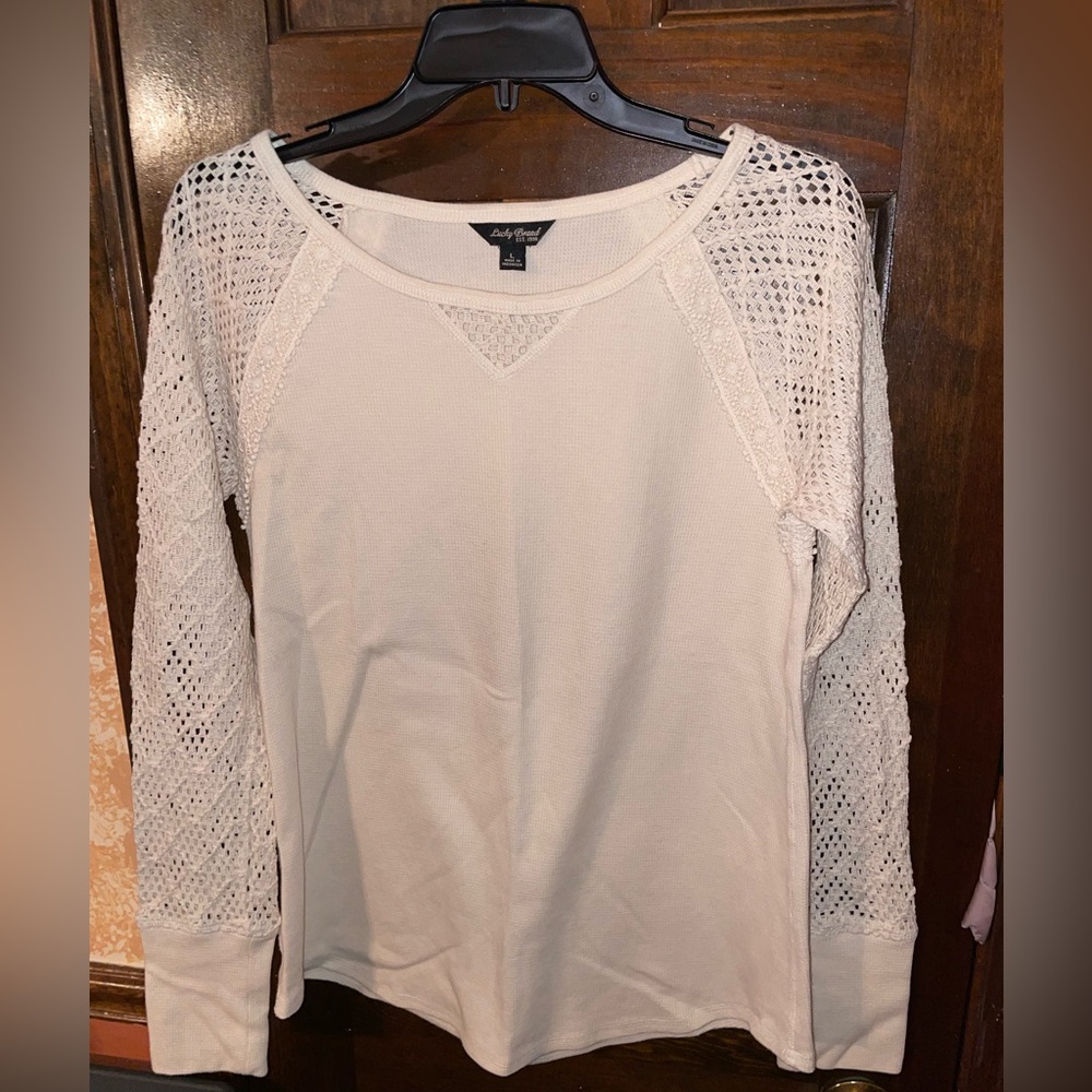 Lucky Brand Beige Waffle long sleeve shirt